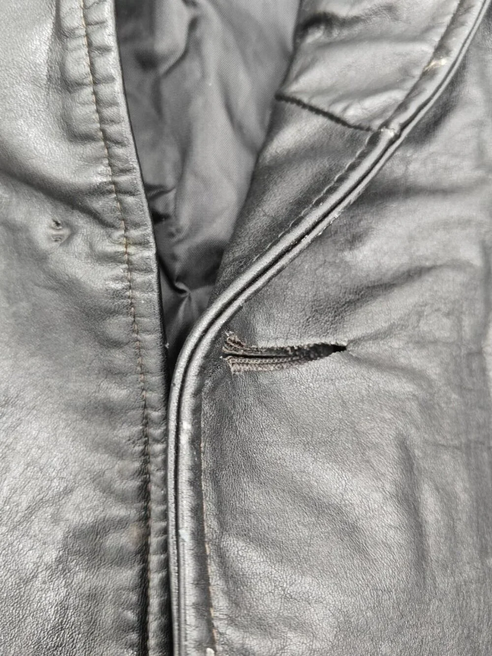 Vintage R Sherman Black Leather Jacket Mens 40 Single Breasted Streetwear Skate